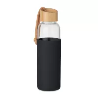 CHAI Üveg palack szilikon tok,500ml Fekete