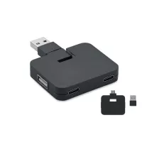 SQUARE-C 4 portos USB hub Fekete