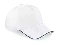 Authentic 5 Panel Cap - Piped Peak White/French Navy