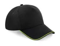 Authentic 5 Panel Cap - Piped Peak Black/Lime Green