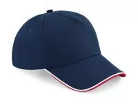 Authentic 5 Panel Cap - Piped Peak French Navy/Classic Red/White
