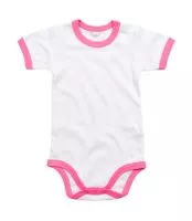 Baby Ringer Bodysuit White/Bubblegum Pink Organic