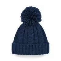 Cable Knit Melange Beanie Navy