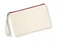 Canvas Wristlet Pouch Natural/Red
