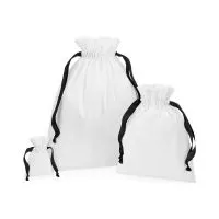 Cotton Gift Bag with Ribbon Drawstring Soft White/Black