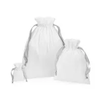 Cotton Gift Bag with Ribbon Drawstring Soft White/Light Grey