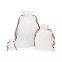 Cotton Gift Bag with Ribbon Drawstring Soft White/Rose Gold