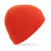 Engineered Knit Ribbed Beanie Fire Red