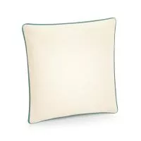 Fairtrade Cotton Piped Cushion Cover Natural/Sage Green