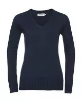 Ladies’ V-Neck Knitted Pullover French Navy