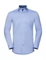 Tailored Contrast Herringbone Shirt LS Light Blue/Mid Blue/Bright Navy