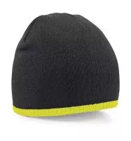 Two-Tone Beanie Knitted Hat Black/Fluorescent Yellow