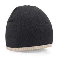 Two-Tone Beanie Knitted Hat Black/Stone