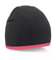 Two-Tone Beanie Knitted Hat Black/Fluorescent Pink