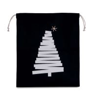COTTON BAG WITH CHRISTMAS TREE DESIGN AND DRAWCORD CLOSURE
