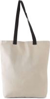 FLAT CANVAS SHOPPER WITH CONTRAST HANDLE Natural/Black