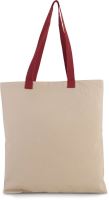 FLAT CANVAS SHOPPER WITH CONTRAST HANDLE Natural/Cherry Red