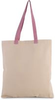 FLAT CANVAS SHOPPER WITH CONTRAST HANDLE Natural/Dark Pink