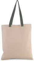 FLAT CANVAS SHOPPER WITH CONTRAST HANDLE Natural/Dusty Light Green