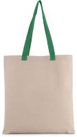 FLAT CANVAS SHOPPER WITH CONTRAST HANDLE Natural/Kelly Green
