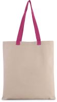 FLAT CANVAS SHOPPER WITH CONTRAST HANDLE Natural/Magenta