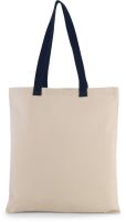 FLAT CANVAS SHOPPER WITH CONTRAST HANDLE Natural/Navy