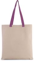 FLAT CANVAS SHOPPER WITH CONTRAST HANDLE Natural/Radiant Orchid