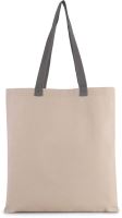 FLAT CANVAS SHOPPER WITH CONTRAST HANDLE Natural/Steel Grey