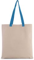 FLAT CANVAS SHOPPER WITH CONTRAST HANDLE Natural/Surf Blue