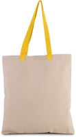 FLAT CANVAS SHOPPER WITH CONTRAST HANDLE Natural/Yellow