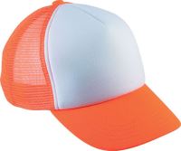 KIDS' TRUCKER MESH CAP - 5 PANELS White/Fluorescent Orange