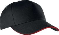 SANDWICH PEAK CAP - 5 PANELS Black/Red